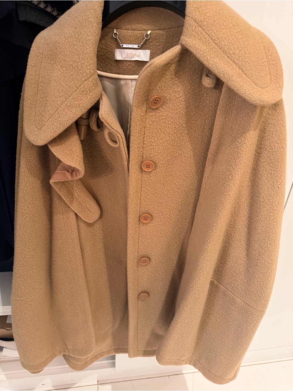 Chloe Tan Camel Wool Cape Coat